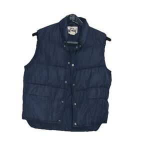 Vintage Woolrich Mens Navy Blue Quilted Puffer Vest Snap Button Down